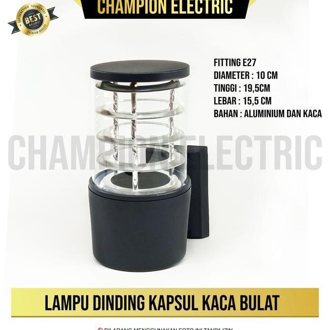 Lampu Dinding Minimalis Kaca Kapsul / Lamu Teras / Lampu Pilar