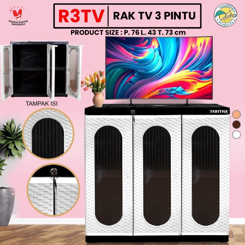 Rak TV  Meja Tv Minimalis Modern Lemari Plastik Serbaguna Rak Multifungsi Tabitha R3TV