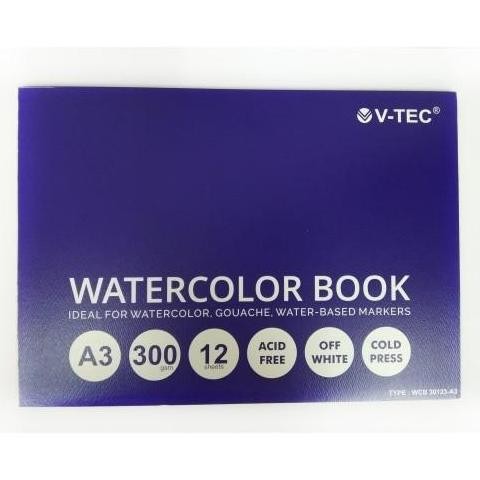 

Buku Gambar Cat Air V-Tec Watercolor Sketchbook A3 12 Lembar 300 Gsm
