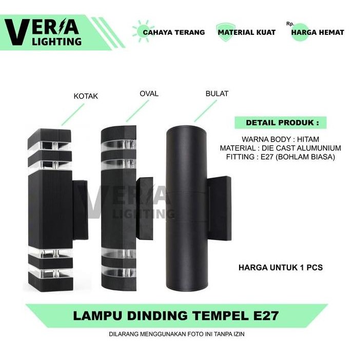 Lampu Dinding Tempel Hias Outdoor Minimalis Teras Pilar Tiang 2 Arah