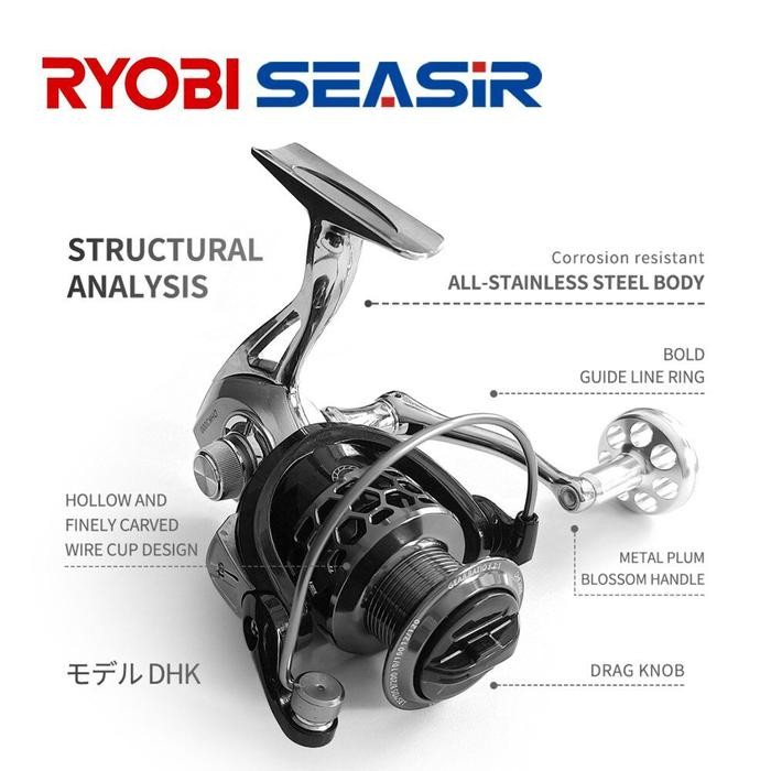 Ryobi Seasir - Dhk Series Reel Spinning Dengan Metal Spool Dan Metal Grip Cocok Untuk Sungai Dan