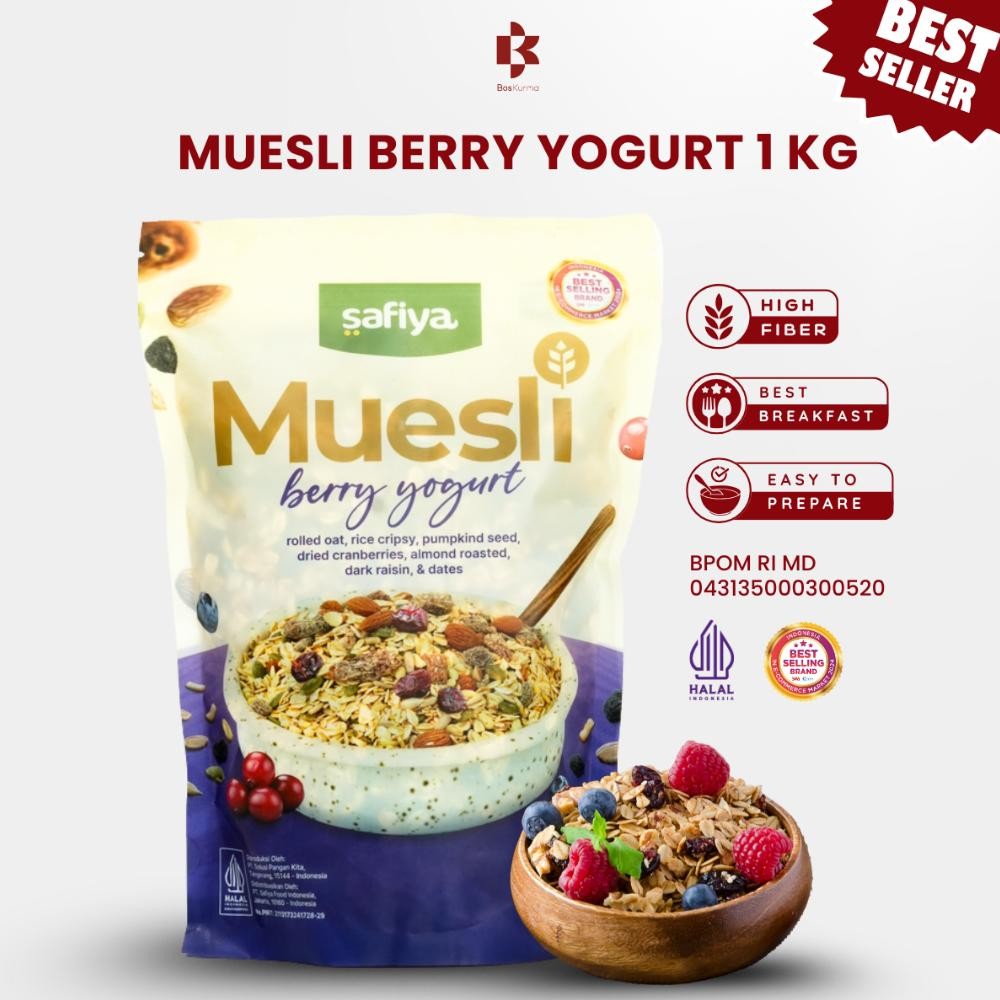 

Muesli Berry Yogurt 1 Kg Safiya - Oatmeal Sereal Sarapan