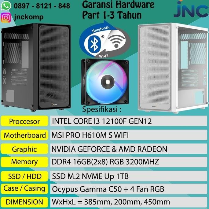 NEW KOMPUTER RAKITAN INTEL CORE I3-12100F M.2 NVME VGA GTX 1650|RX 6500 XT ORI