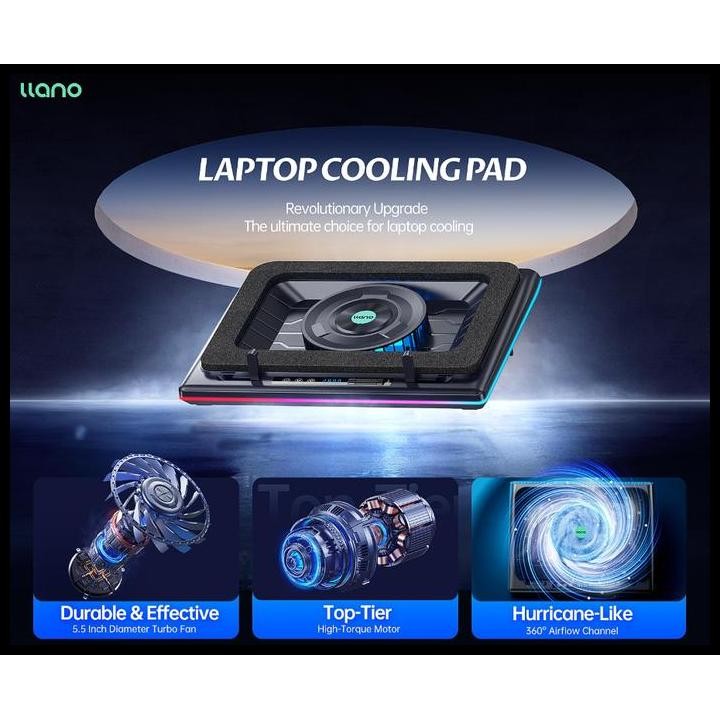 Terlaris llano V12 RGB Laptop Cooling Pad with Powerful Turbofan Cooler Computer Best Seller