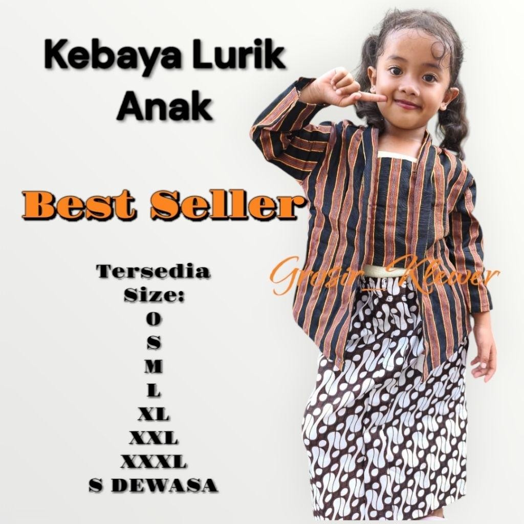 Stelan Kebaya Lurik Anak Perempuan / Baju Adat Anak Perempuan / Kebaya Jawa Anak Perempuan / Baju Ad