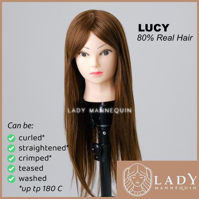 Kepala Patung Rambut Asli Manekin Rambut Hairdo untuk Sanggul