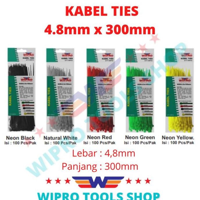 

Promo WIPRO Kabel Ties / Cable Ties 4.8mm x 300mm Warna COD