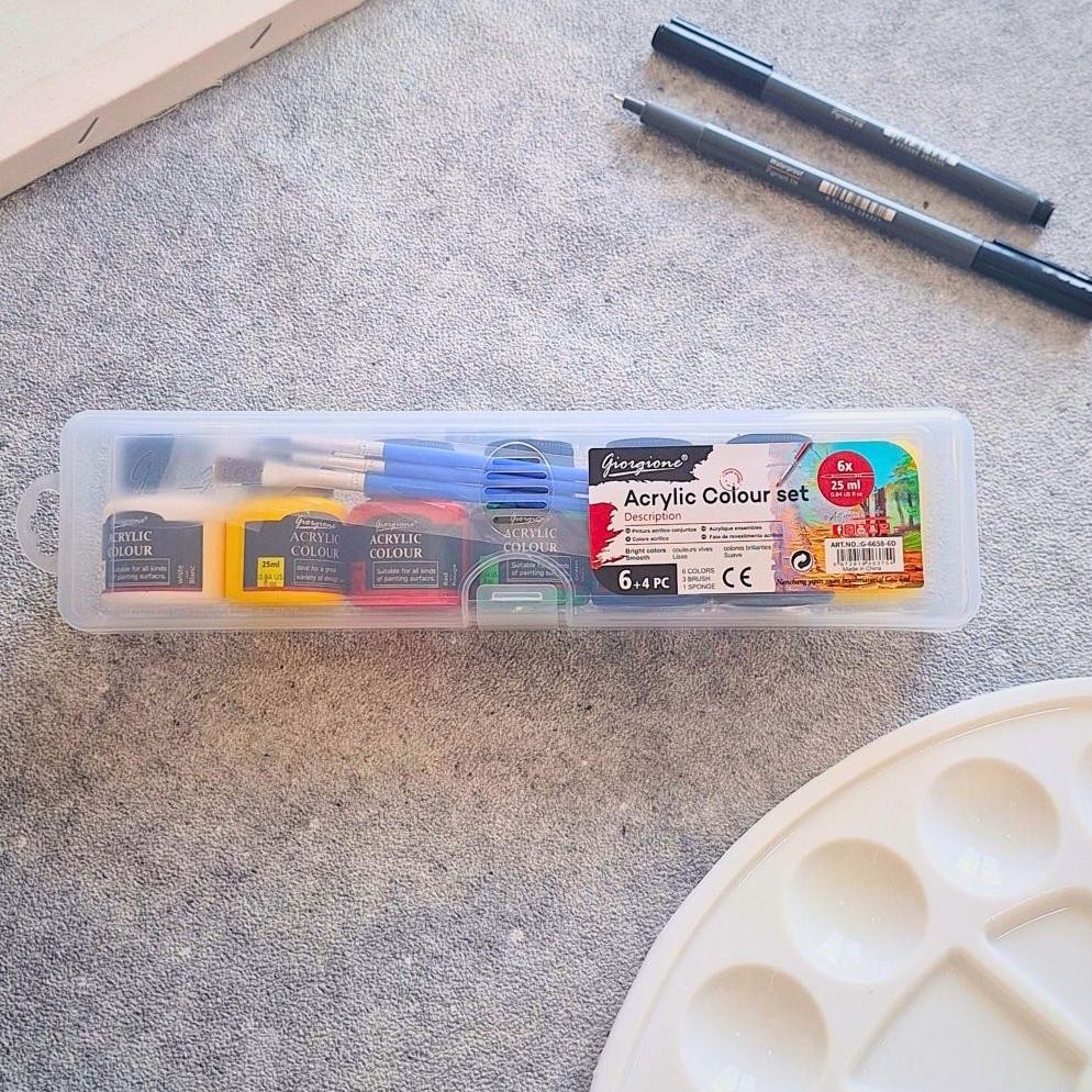 

Giorgione Acrylic Colour Set Cat Akrilik 6 Warna 25 ml + Kuas All-in-One Acrylic Painting Set