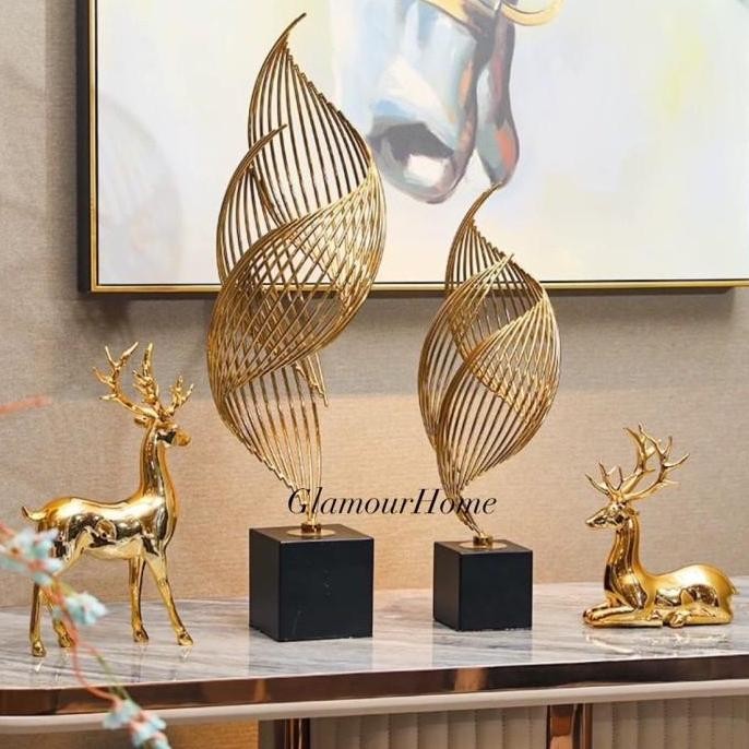 Pajangan Meja Abstrak Gold Dekorasi Rak Pajangan / Pajangan Rumah