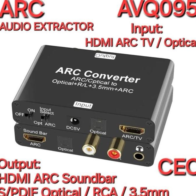 Terlaris Avpro Avq095 Hdmi Arc Audio Extractor To Hdmi Arc Speaker / Spdif Optical / Rca / 3.5Mm