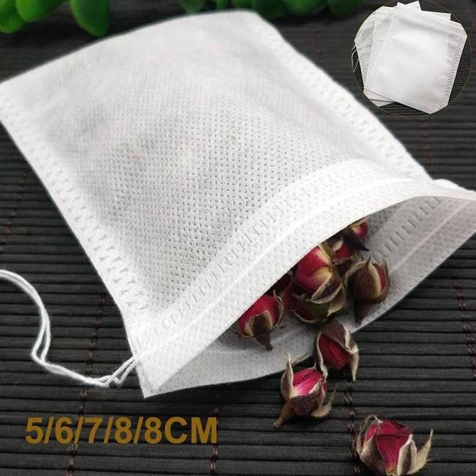 

Ready stock] Kantung Filter Saringan Teh Teabag Drawstring Disposable 7x9cm 100pcs