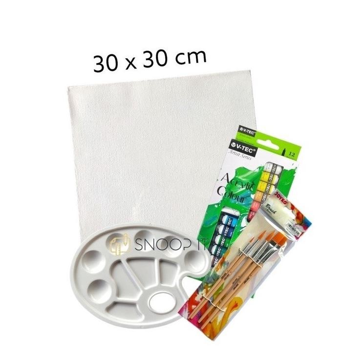 

Paket Melukis Lengkap Set 4 in 1 Set Kanvas 30x30 Kuas Palet dan Cat Acrylic - Set- SHSNP