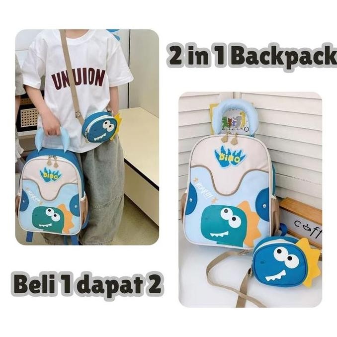 

Spesial [Ra.Id] Dirabag - Tas 2 In 1 Ransel Anak Anti Air Bahan Premium Karakter Hewan Anak Laki-Laki Perempuan // 2 In 1 Waterproof Backpack