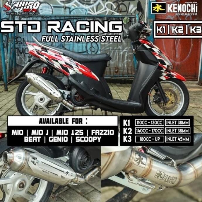 KNALPOT STANDAR RACING KENOCHI STAINLESS FOR MIO SMILE SOUL SPORTY