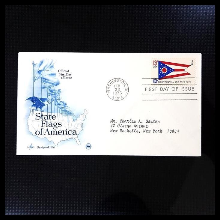 

GRATIS ONGKIR PERANGKO BENDERA. STATE FLAGS OF AMERICA ~ OHIO. FDC PRANGKO AMERIKA