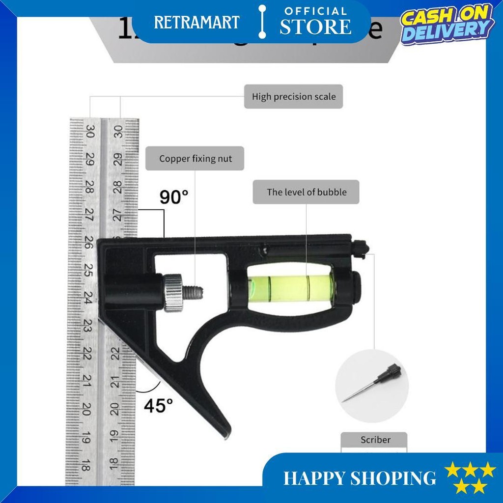 Jld Penggaris Siku Tukang Multifungsi Penggaris Siku Waterpass Kombinasi Siku Tukang + Waterpass Com