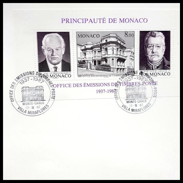 

BEST DEAL PRANGKO MONACO. FDC SS VILLA MIRAFLORES DENGAN GAMBAR PRINCE RAINIER III DAN PRINCE LOUIS II. CAP POS, MONTE CARLO 13-11-87 !!!!!!