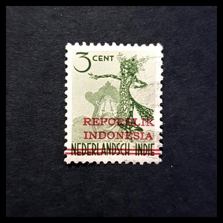 

HOT DEAL PRANGKO REVOLUSI JAWA 1945. J5. C.T. REPOEBLIK INDONESIA. 3 CENT USED !!