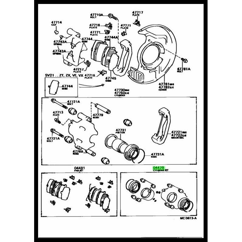 BEST DEAL KARET SEAL KALIPER REM DEPAN CORONA ST171 04479-32XNX ORI 