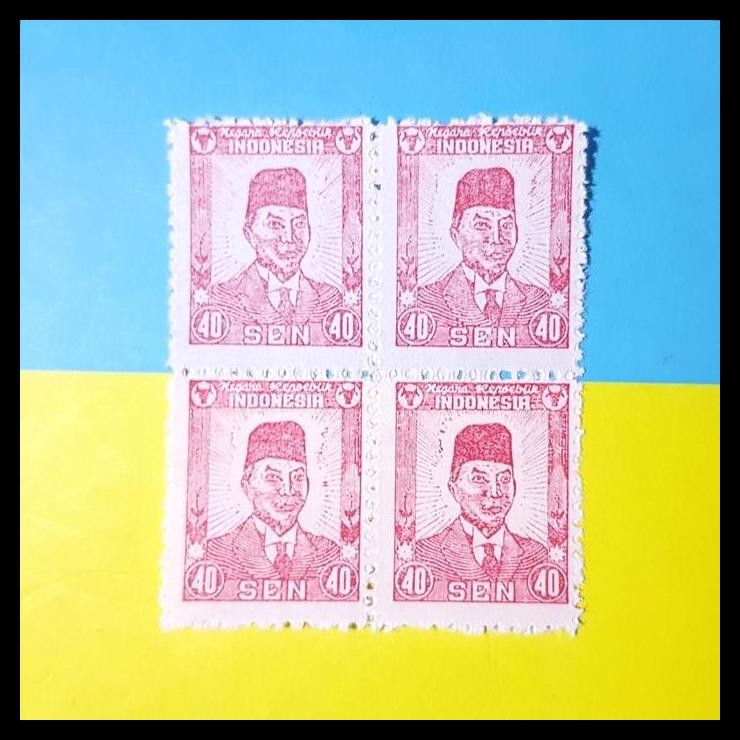 

TERMURAH PRANGKO/PERANGKO INDONESIA. 1946. PRESIDEN SOEKARNO, 40 SEN. BLOK-4 !
