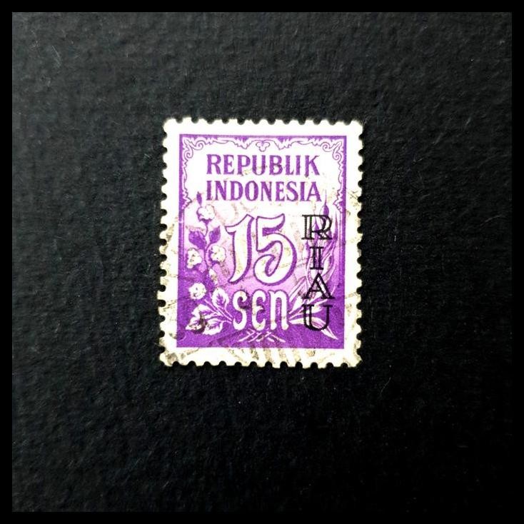 

BEST DEAL PRANGKO INDONESIA 1954 C.T. RIAU 15 SEN, USED !!!