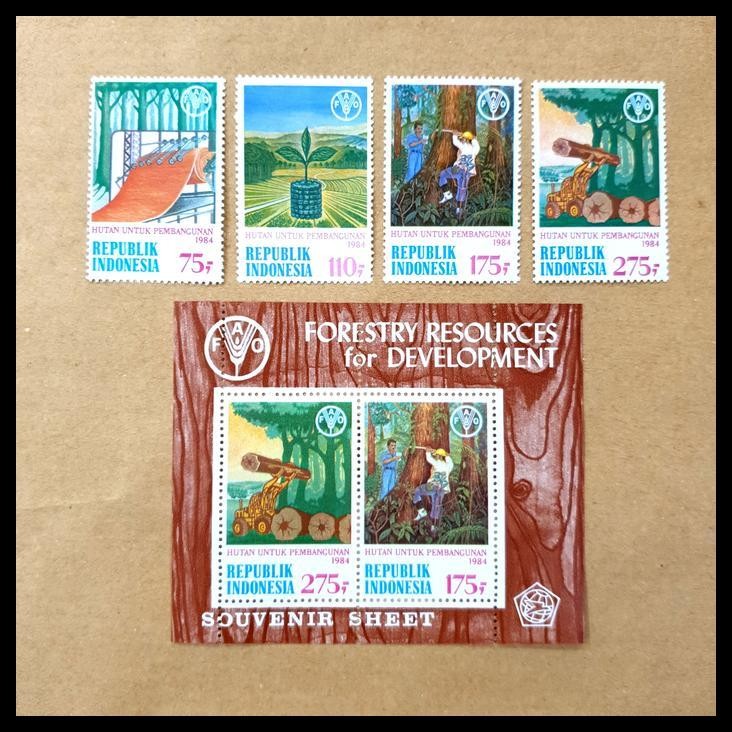 

GRATIS ONGKIR PRANGKO INDONESIA 1984. HUTAN UNTUK PEMBANGUNAN. SET (4V) + SS. LUX !!!!!