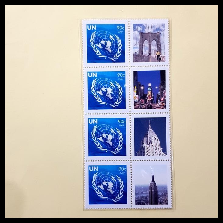 

TERMURAH PRANGKO PBB / UN. 90C. STRIP OF 4 PERSONALIZED STAMP, NEW YORK. $20.00 !!!