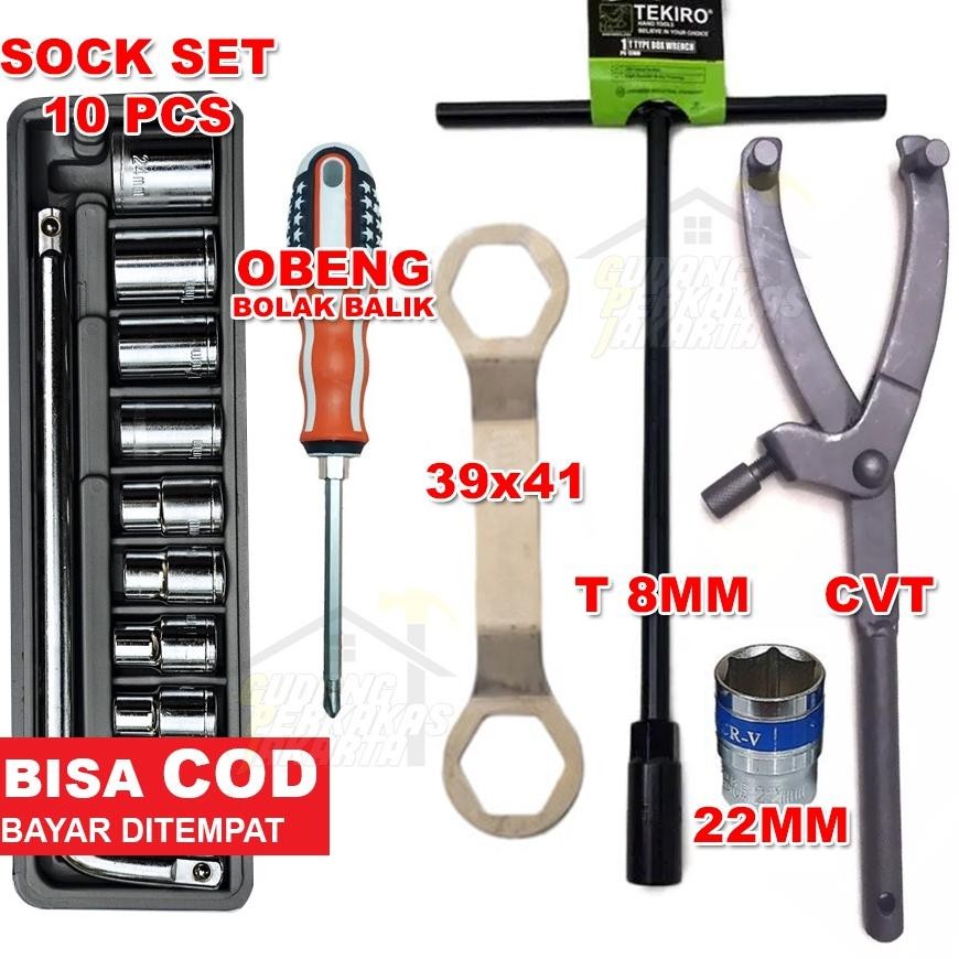 ORIGINAL PAKET Tracker CVT UNIVERSAL + Kunci 39-41 + Kunci Sok Set 10 Pcs 8-24 mm + Kunci T 8mm + MA