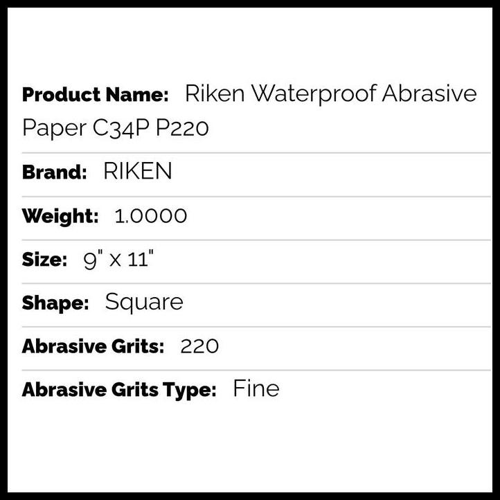 

DISKON RIKEN WATERPROOF ABRASIVE PAPER C34P P220 !!!