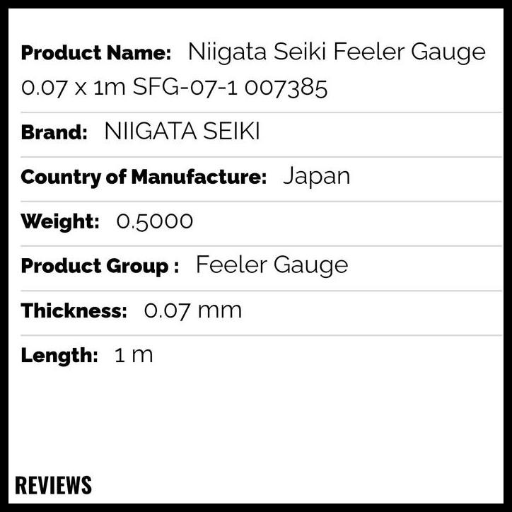 

GRATIS ONGKIR NIIGATA SEIKI FEELER GAUGE 0.07 X 1M SFG-07-1 007385 !!