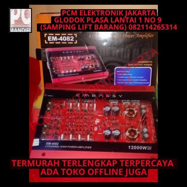 DISKON POWER AMPLIFIER EMBASSY 4 CHANNEL 4CHANNEL TRANSPARANT EM 4082 