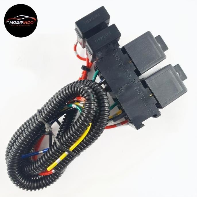 Kabel Relay Set Lampu Tembak / Sorot / Led Mobil Motor 2 Mode High Low