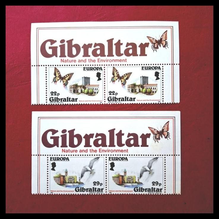 

TERBARU PRANGKO LUAR NEGERI. NATURE AND THE ENVIRONMENT / KUPU KUPU & BURUNG. SET 2 PRANGKO, PAIR (GANDENG) DARI GIBRALTAR !!!!
