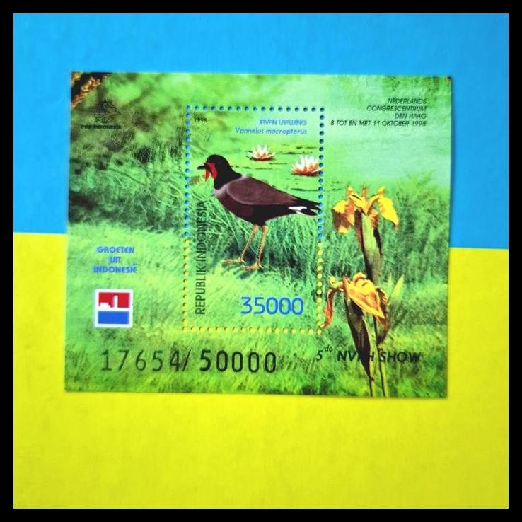 

BEST DEAL PRANGKO INDONESIA. SS 161. BERGAMBAR BURUNG. 5TH NVPH SHOW NEDERLANDS CONGRESCENTRUM OKTOBER 1998. NOMINAL TINGGI