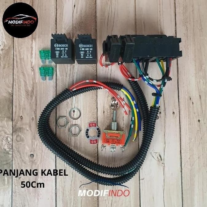 Kabel Relay Set Lampu Tembak / Sorot / Led Mobil Motor 2 Mode High Low