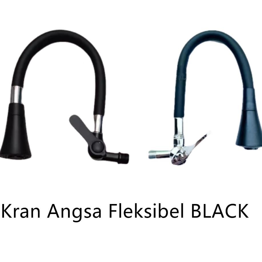 Ready Stock Kran Cuci Piring / Kran Angsa Fleksibel Dinding /Kran Angsa Karet Hitam
