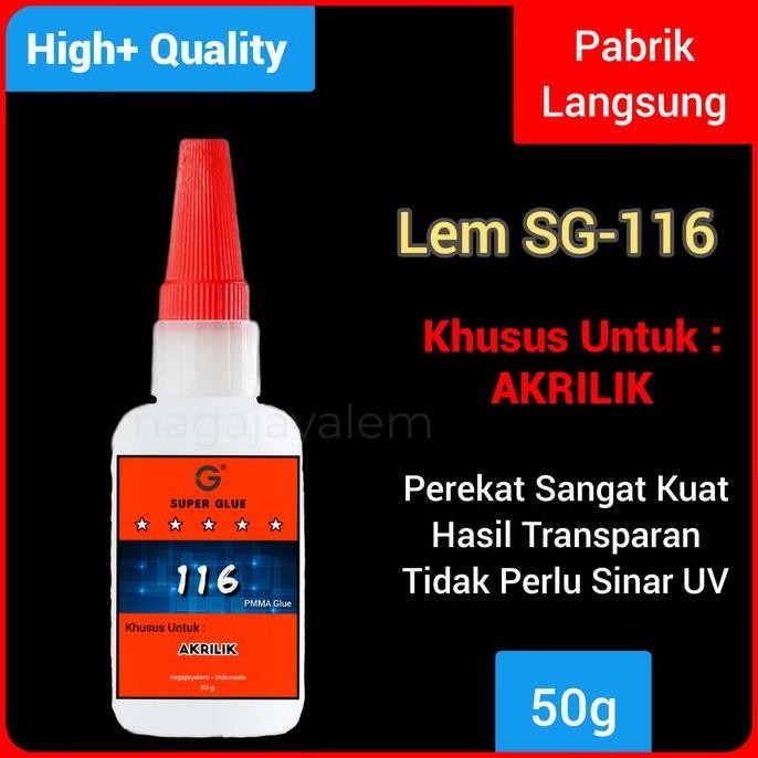 

Lem Akrilik 116 Super Glue 50gr - Lem PMMA / Acrylic Glue Bening Kuat