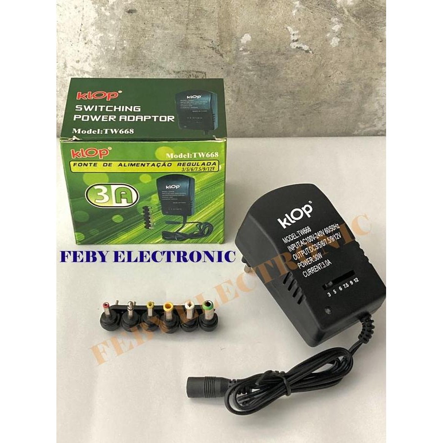 Adaptor Adjustable Multi Jack 3-12 Volt Dc / Adaptor Multi Klop Tw668