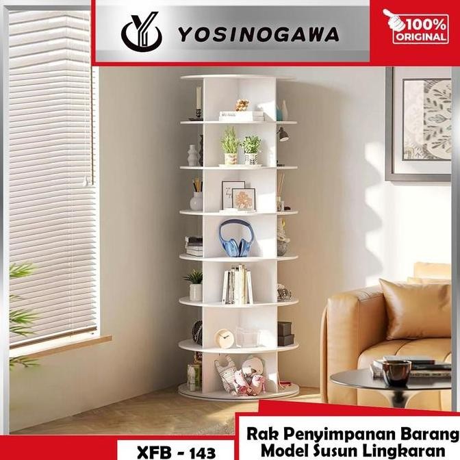 YOSINOGAWA - Rak Sepatu Berputar untuk Pusat Perbelanjaan, Rak Display Sepatu, Rak Penyimpanan Lanta