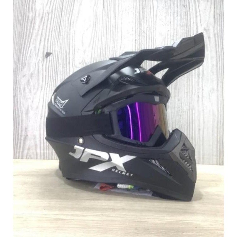 Helm Jpx Cross Solid Hitam Dof