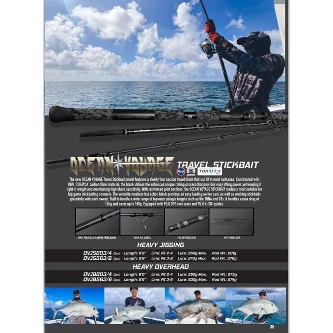 BARU Bone OCEAN VOYAGE Travel Jigging Spinning Rod / Overhead Rod - (3 Sec) Ocean Thug Series Heavy 