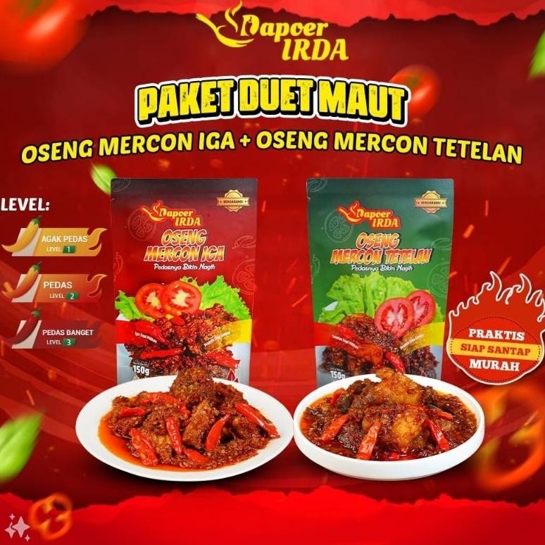 

Dapoer irda Paket Duet Maut Oseng Mercon Iga + Oseng Mercon Tetelan