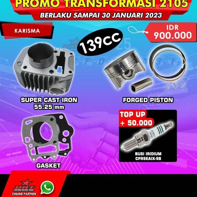 Paket Bore Up 2105 BRT Blok Piston Karisma / Supra X 125 / Kirana