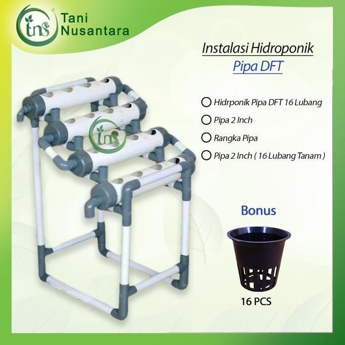 INSTALASI HIDROPONIK DFT 16 LUBANG 1 SET
