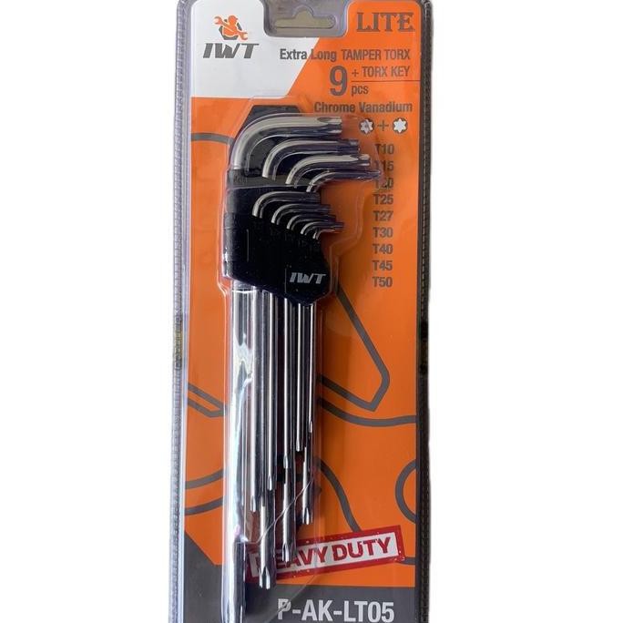 ready  Kunci L set panjang 9 pcs IWT JAPAN HEX-HEX/FLAT-BALL/TORX-TORX/FLAT-TORX HEAVY DUTY EXTRA LO