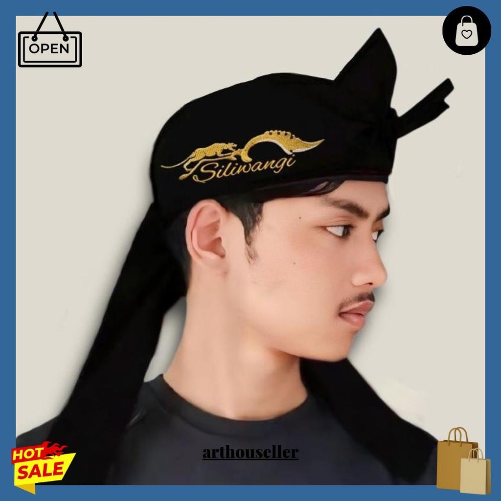 Blangkon Sunda Bordir Kujang Siliwangi Ukuran All Size Dewasa Blangkon Ksatria Terlaris