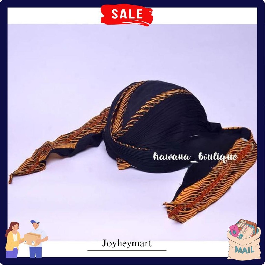 Blangkon Jogja Lipat Dewasa Motif Samurai Full Batik Kuning Ekor Sliwir/Panjang || Blangkon Dewasa |