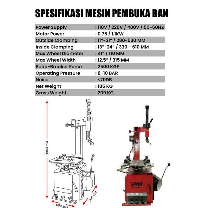 Mesin Pembuka Ban Mobil Motor Airtrack Ring 20 - 24 / Tyre Changer