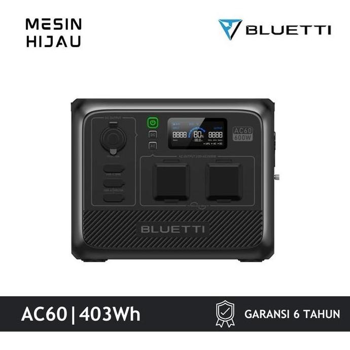 BLUETTI AC60 403WH/600W PORTABLE POWER STATION CAMPING LISTRIK POWER BANK WATER PROOF ORIGINAL DAN T