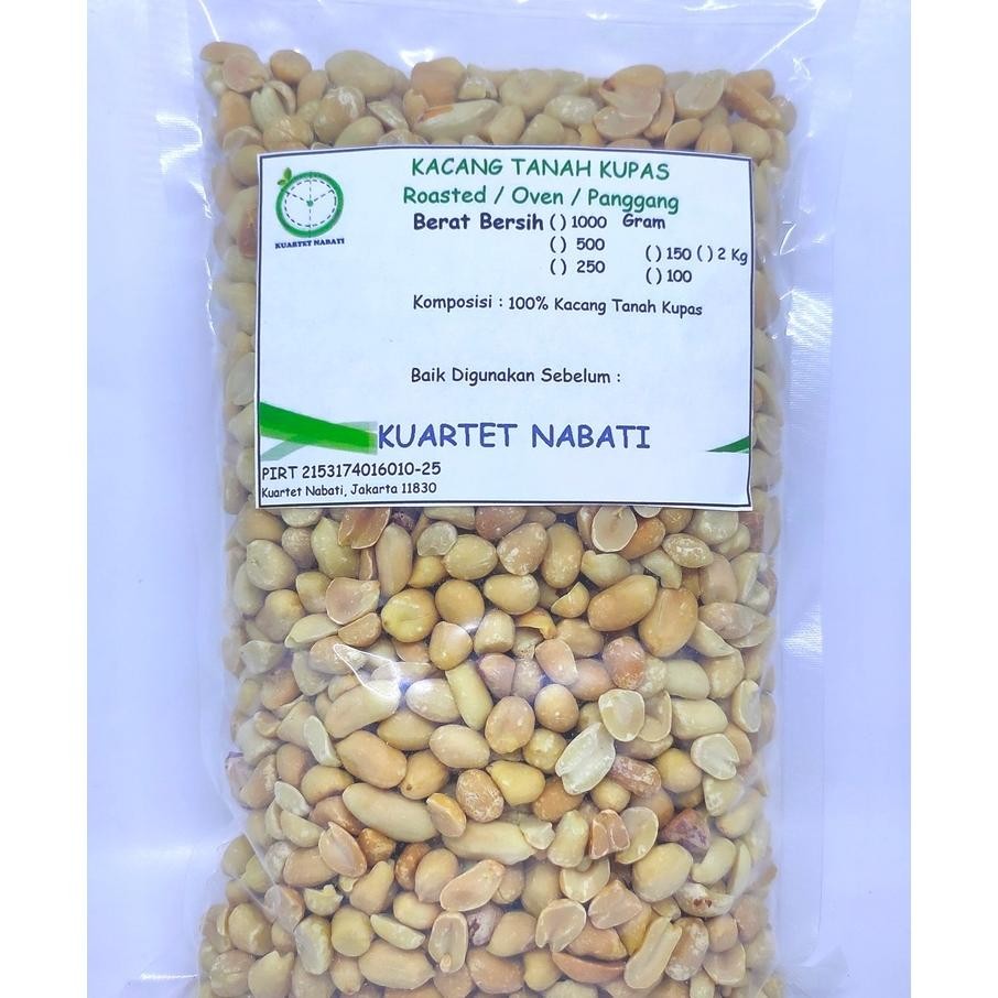 

1Gr Roasted Kacang Tanah Kupas Oven Panggang Rasa Asin Ukuran Kecil Sedang Besar